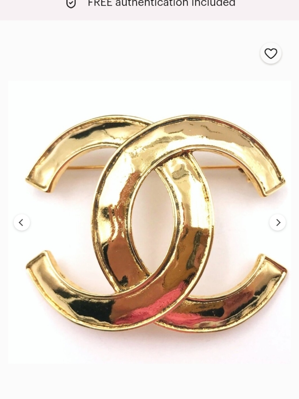 CHANEL Gold Double CC Logo Brooch - Picture 4 of 5